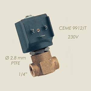 402-A - ELECTROVALVA CEME ES 9912 2.8MM TEFLON 1/4"F F 220 V