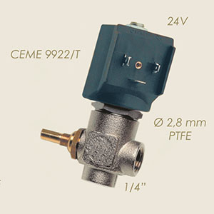 406-24 - ELECTROVALVA CEME 9922 TEFLON 1/4"F F CU REGLAJ 24 V