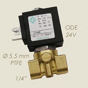 413-D55T-24 - ELECTROVALVA ODE 1/4" TEFLON Ø 5,5 24 V