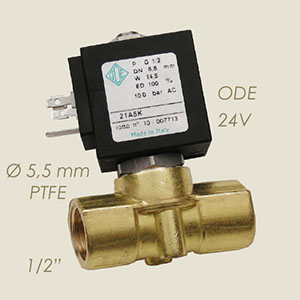 418-D55T-24 - ELECTROVALVA ODE 1/2" TEFLON Ø 5,5 24 V