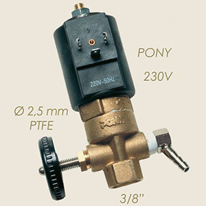 430 - ELECTROVALVA PONY TEFLON 3/8" CU REGLAJ 220 V