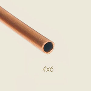 508-C - TUB CUPRU TONDO COTTO 4X6 (1 METRO = 0,13 KG)