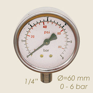 533 - MANOMETRU ABUR Ø 62 1/4" 0 A 6 BAR