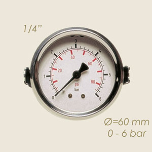 534 - MANOMETRU ABUR Ø 62 1/4" CON STAFFA FISSAGGIO 0 A 6 BAR