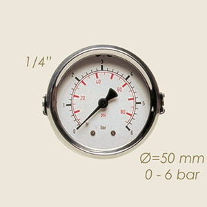 538-M - MANOMETRU ABUR Ø 50 1/4" CON STAFFA DI FISSAGGIO 0 A 6 BAR