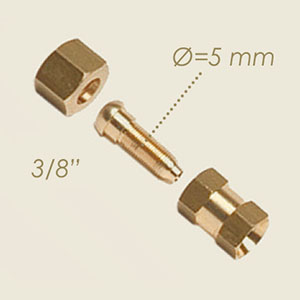 587 - RACORD 3 BUC PENTRU TUB TEFLON CALZATO INOX Ø 8 DADO 3/8"