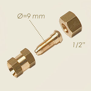 587-H - RACORD 3 BUC PENTRU TUB TEFLON CALZATO INOX Ø 13 DADO 1/2"