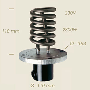 591-A - REZISTENTA TORTIGLIONE CAMPTEL CU FLANSA Ø 110 4 FORI L=110 2800 W