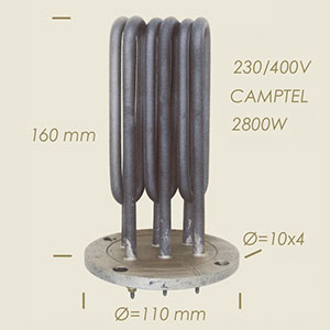 591-B - REZISTENTA CAMPTEL CU FLANSA Ø 110 4 FORI L=155 2800 W