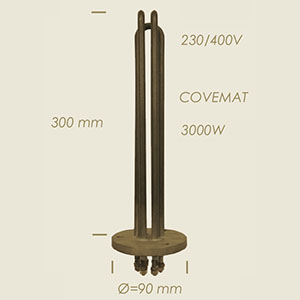 591-L - REZISTENTA COVEMAT CU FLANSA Ø 90 L=300 3000 W