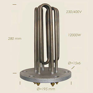 595-AB - REZISTENTA CAMPTEL CU FLANSA Ø 195 6 FORI L=280 12000 W