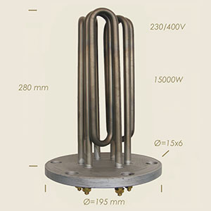 596-AB - REZISTENTA CAMPTEL CU FLANSA Ø 195 6 FORI L=280 15000 W