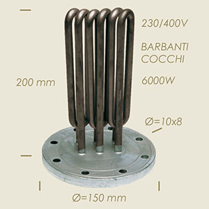 599-A - REZISTENTA COCCHI BARBANTI CU FLANSA  Ø 150 8 FORI L=200 6000 W