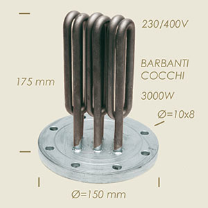 599-AB - REZISTENTA COCCHI BARBANTI CU FLANSA  Ø 150 8 FORI L=175 3000 W