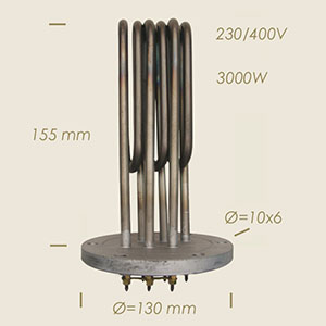 601 - REZISTENTA GHIDINI CU FLANSA  Ø 130 6 FORI L=155 3000 W