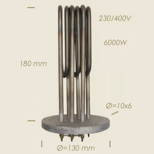603-B - REZISTENTA GHIDINI CU FLANSA  Ø 130 6 FORI L=180 6000 W
