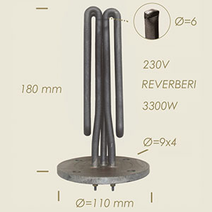 603-DA - REZISTENTA REVERBERI CU FLANSA Ø 110 4 FORI L=180 3300 W