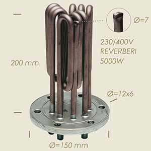 603-DB - REZISTENTA REVERBERI CU FLANSA Ø 150 6 FORI L=200 5000 W