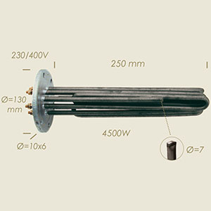 604-BF - REZISTENTA MULTIMATIC CU FLANSA Ø 130 6 FORI L=250 4500 W CU SONDA