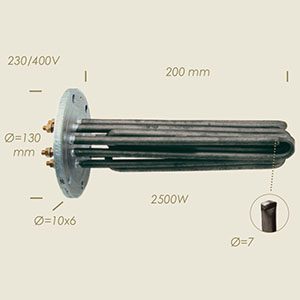 604-BH - REZISTENTA MULTIMATIC CU FLANSA Ø 130 6 FORI L=200 2500 W CU SONDA