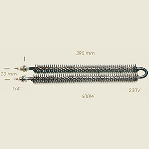 604-GCF - REZISTENTA ALETTATA L=390 600 W 1/4" INTERASSE=30