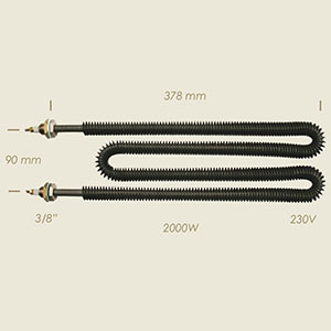 604-GI - REZISTENTA ALETTATA L=378 2000 W 3/8"