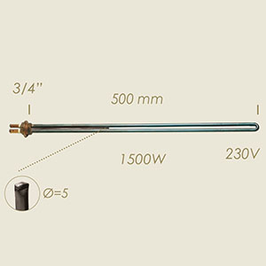 604-UA - REZISTENTA L=500 1500 W 3/4" CU SONDA