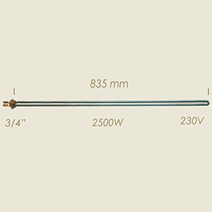 604-UB - REZISTENTA L=835 2500 W 3/4"