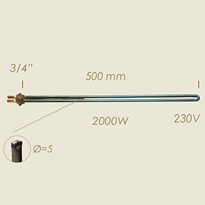 604-UE - REZISTENTA L=500 2000 W 3/4" CON SONDA