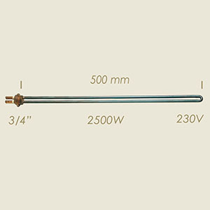 604-UF - REZISTENTA L=500 2500 W 3/4"