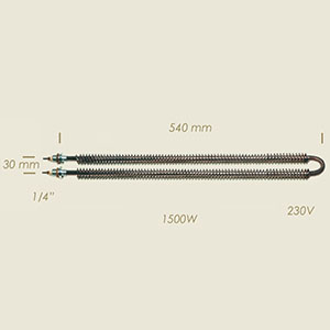 604-ZA - REZISTENTA ALETTATA L=540 1500 W 1/4" INTERASSE=30