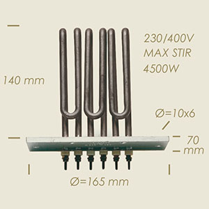 608 - REZISTENTA MAX STIR CU FLANSA 165X70 6 FORI L=140 4500 W