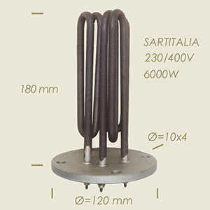 610-EC - REZISTENTA SARTITALIA CU FLANSA Ø 120 4 FORI L=180 6000 W