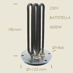 610-F - REZISTENTA BATTISTELLA CU FLANSA Ø 125 6 FORI L=190 4000 W