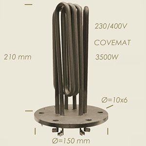 610-L - REZISTENTA COVEMAT CU FLANSA Ø 150 6 FORI L=210 3500 W
