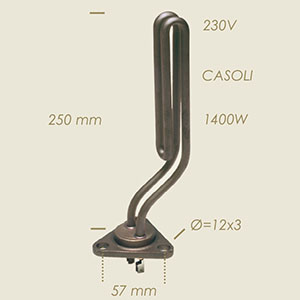 611 - REZISTENTA CURVE CU FLANSA TRIUNGHIULARA Δ=78 L=230 1400 W
