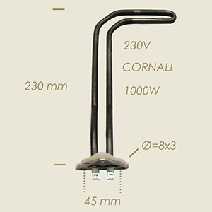 611-DA - REZISTENTA SPIDIVAP CORNALI CU FLANSA TRIUNGHIULARA Δ=65 L=230 1000 W