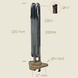 611-E - REZISTENTA BIELLE CU FLANSA TRIUNGHIULARA Δ=78 L=220 2000 W