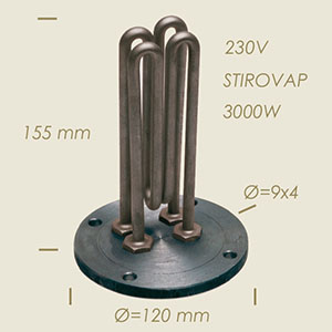 611-R - REZISTENTA STIROVAP CU FLANSA Ø 120 L=155 3000 W