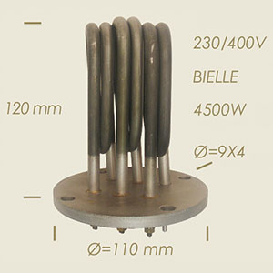 630-BL - REZISTENTA BIELLE CU FLANSA Ø 110 4 FORI L=120 4500 W