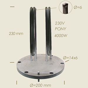 709-B - REZISTENTA PONY CU FLANSA Ø 200 6 FORI L=230 4000 W