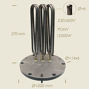 709-CB - REZISTENTA PONY CU FLANSA Ø 200 6 FORI L=270 12000 W