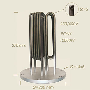 709-E - REZISTENTA PONY CU FLANSA Ø 200 6 FORI L=270 10000 W