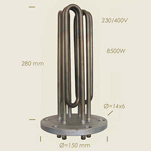 709-S - REZISTENTA SIDI CU FLANSA Ø 150 6 FORI L=280 8500 W