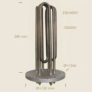 711 - REZISTENTA GHIDINI CU FLANSA Ø 150 6 FORI L=280 12000 W