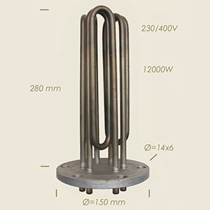 711-S - REZISTENTA SIDI CU FLANSA Ø 150 6 FORI L=280 12000 W