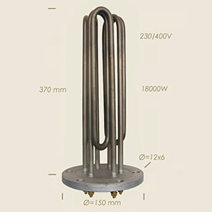712-B - REZISTENTA GHIDINI CU FLANSA Ø 150 6 FORI L=370 18000 W
