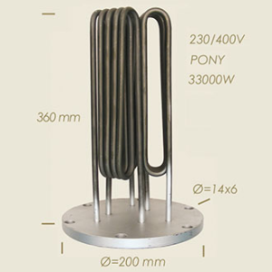 712-SE - REZISTENTA PONY CU FLANSA Ø 200 6 FORI L=360 33000 W