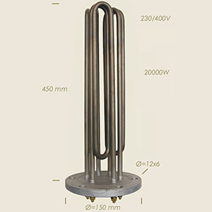 714 - REZISTENTA GHIDINI CU FLANSA Ø 150 6 FORI L=450 20000 W