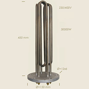 714-A - REZISTENTA GHIDINI CU FLANSA Ø 150 6 FORI L=450 30000 W